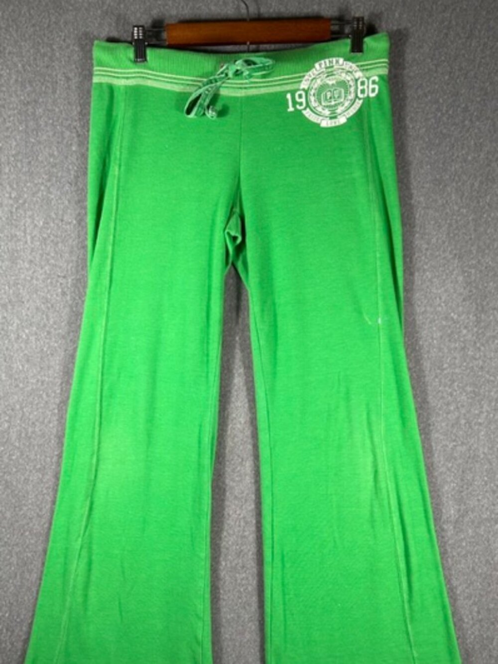 Vtg Victoria Secret Pink Flare Lounge Pants Womens Sz Small Green Y2K Rear Logo